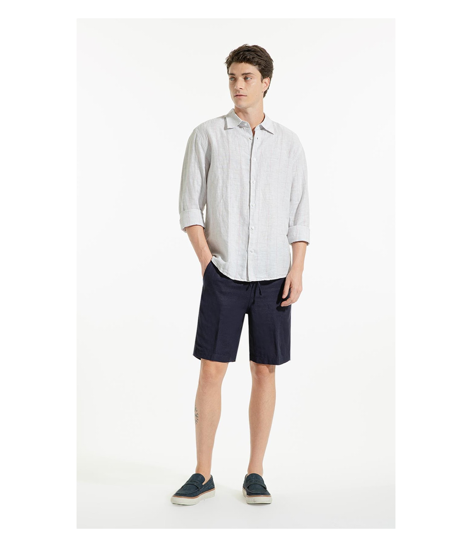 Camisa Linho Palm Cinza Claro