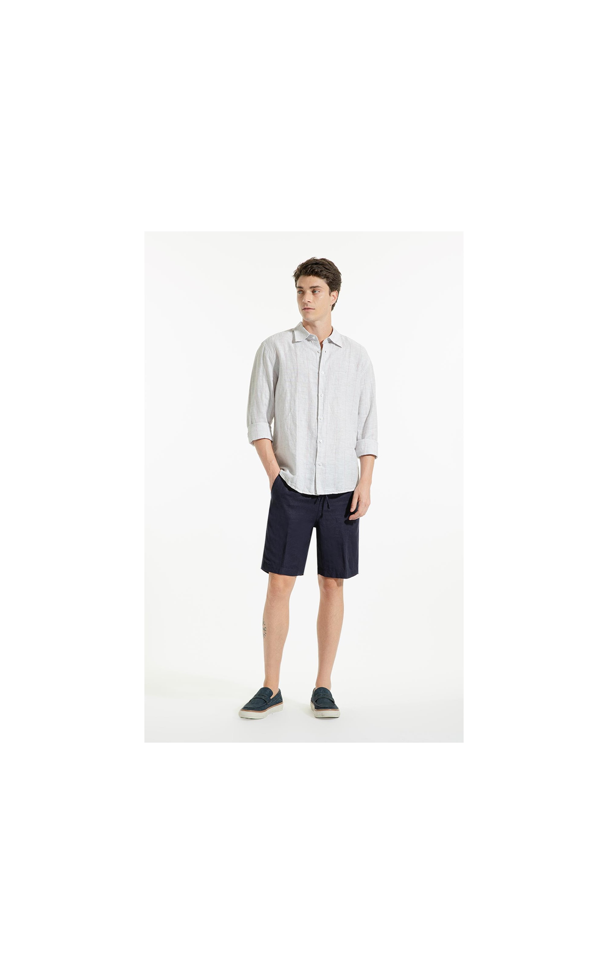 Camisa Linho Palm Cinza Claro