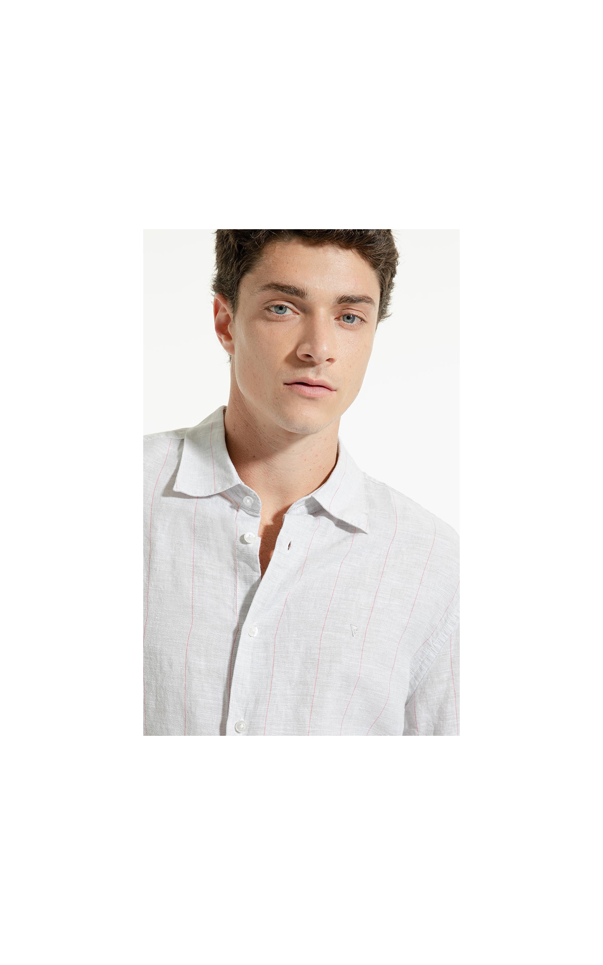 Camisa Linho Palm Cinza Claro