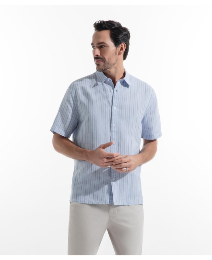 Camisa Linho Portofino Surf Irish Azul Pervante