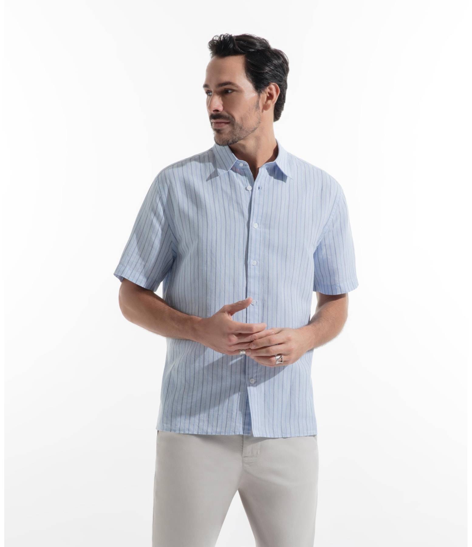 Camisa Linho Portofino Surf Irish Azul Pervante
