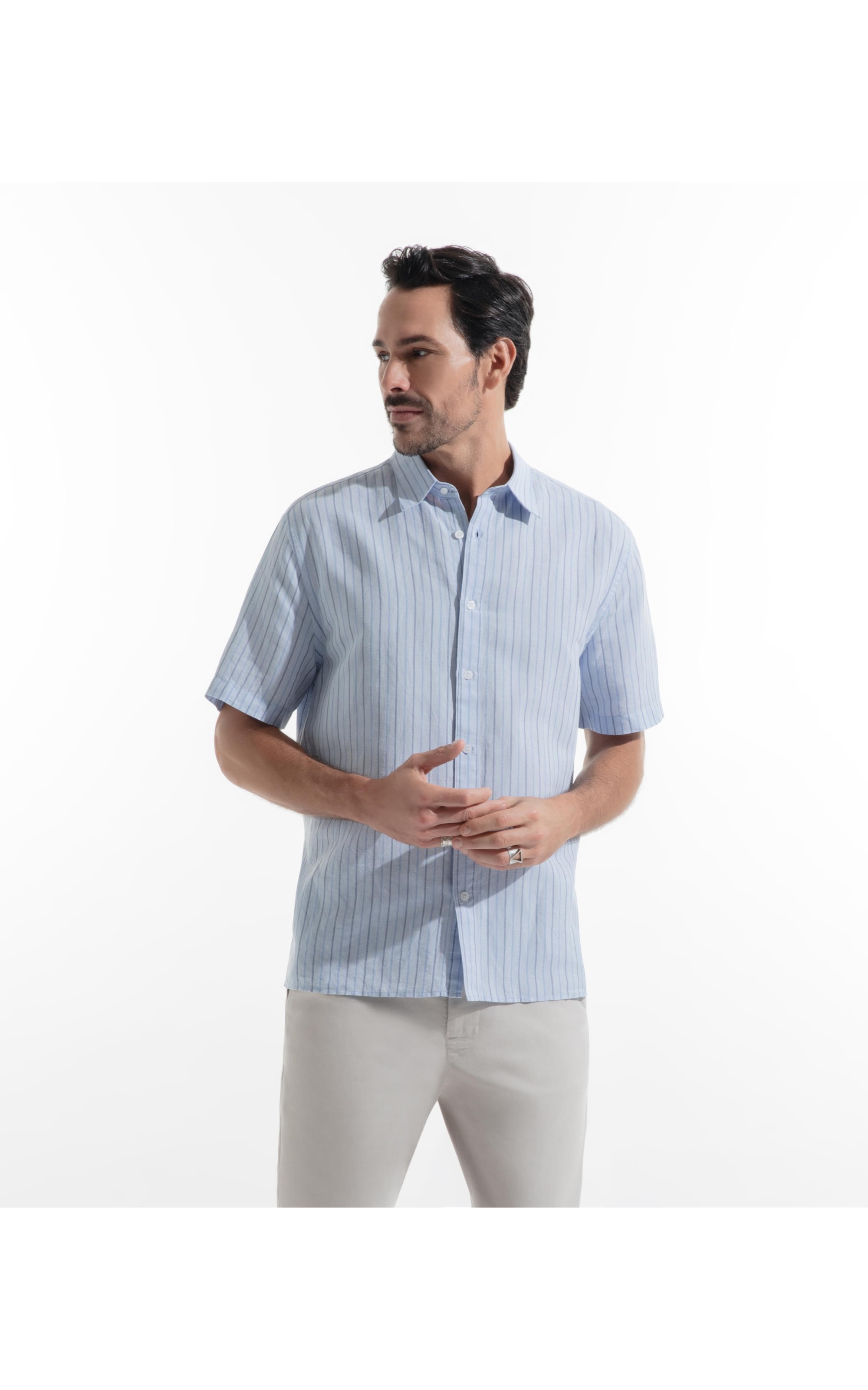 Camisa Linho Portofino Surf Irish Azul Pervante