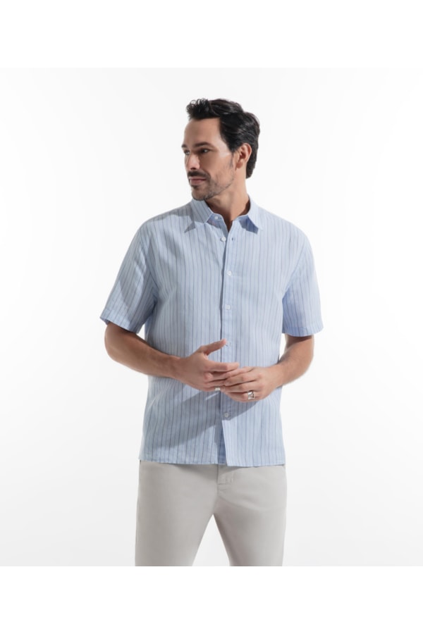 Camisa Linho Portofino Surf Irish Azul Pervante