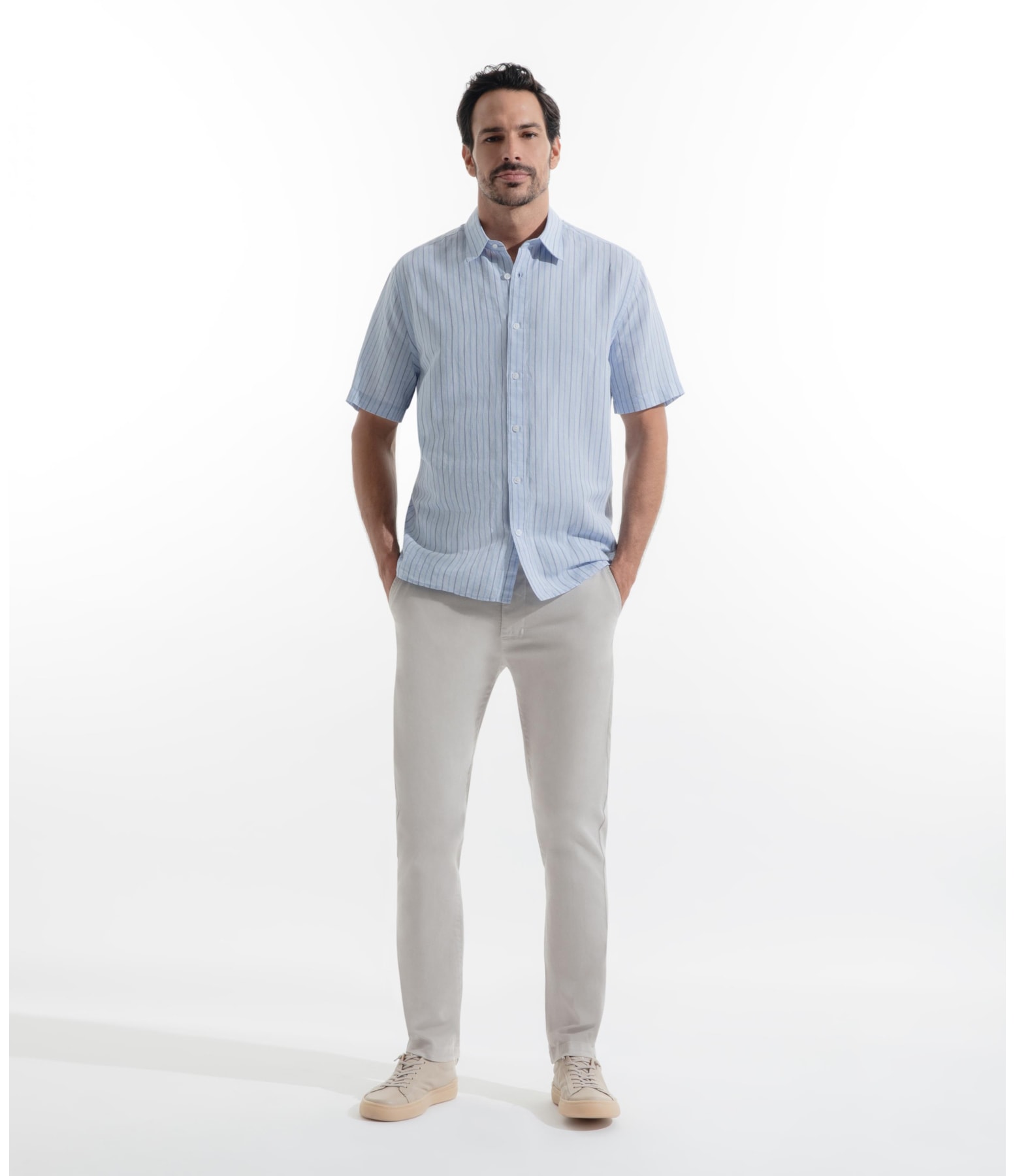 Camisa Linho Portofino Surf Irish Azul Pervante
