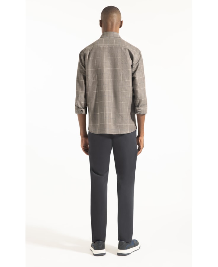 Camisa Linho Quadriculada Classi Shangai Tabaco