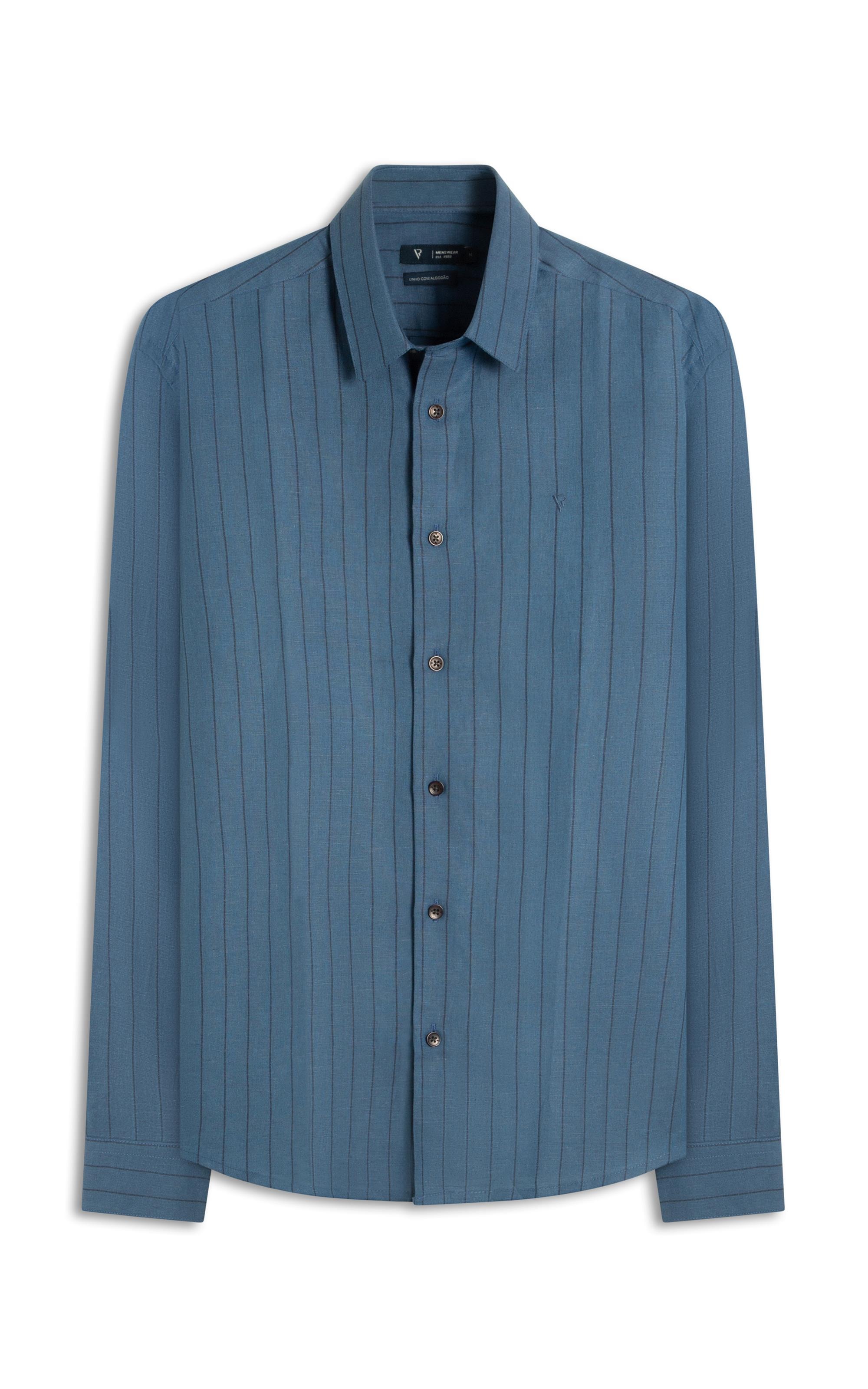Camisa Linho Rizuto Classic Azul Bic