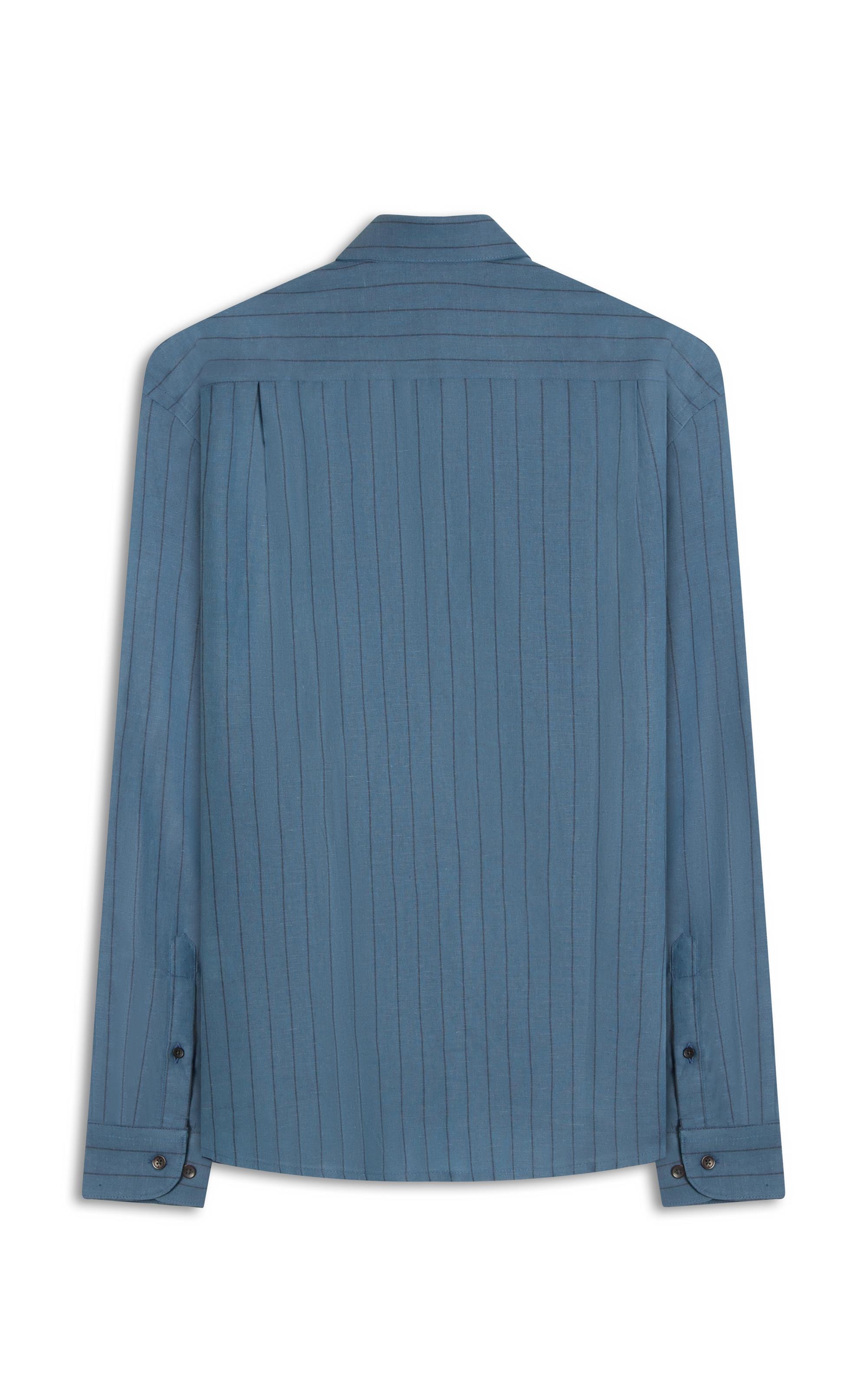 Camisa Linho Rizuto Classic Azul Bic