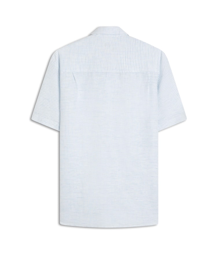 Camisa Linho Shangai Xadrez Azul Claro