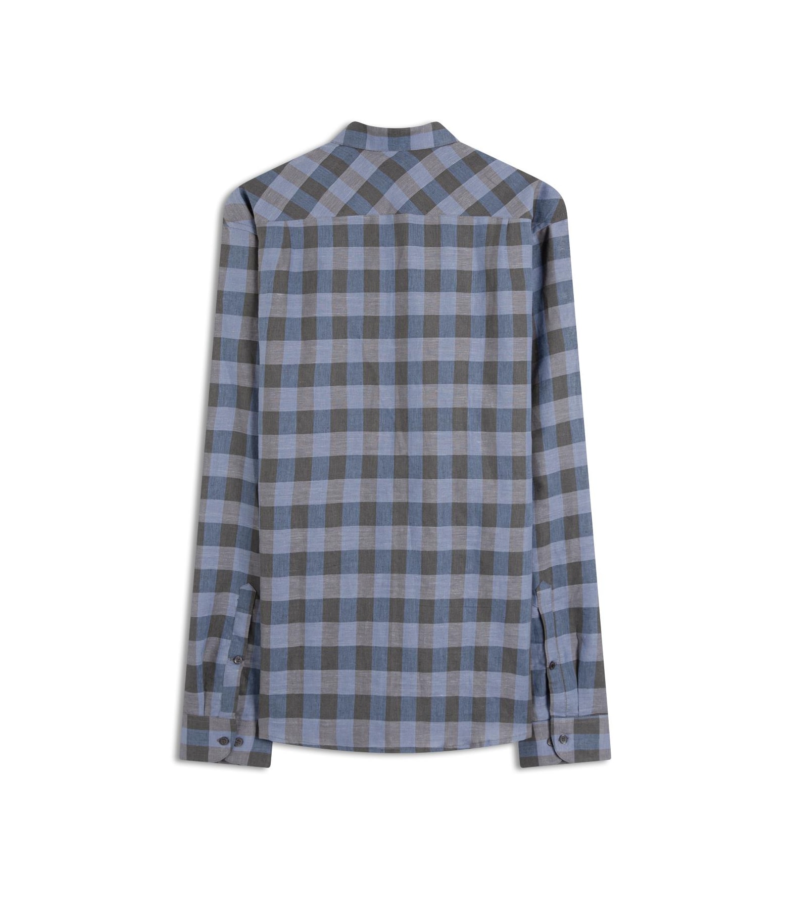 Camisa Linho Ston Plaid Clsc Nw Ita Azul Bic