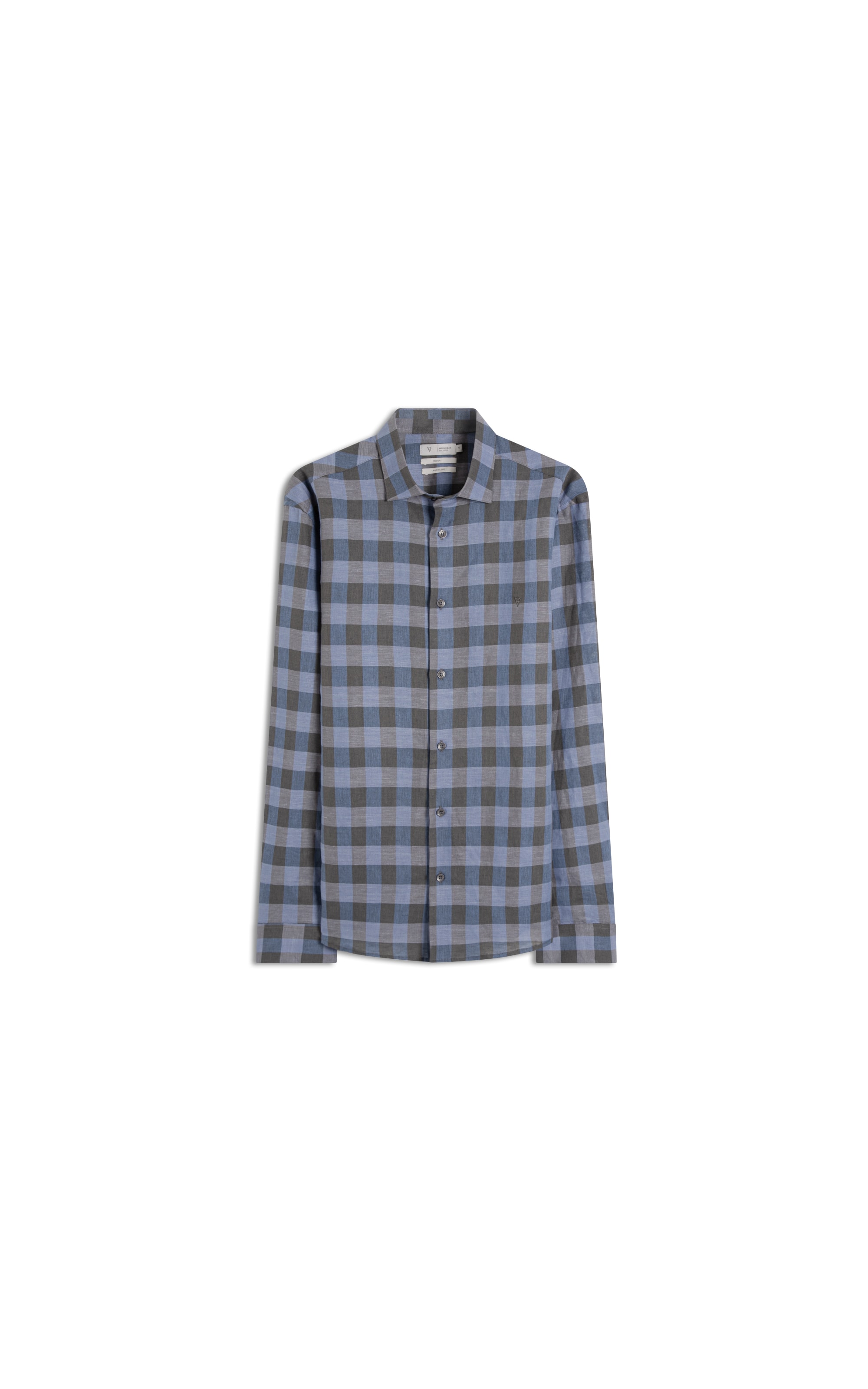 Camisa Linho Ston Plaid Clsc Nw Ita Azul Bic