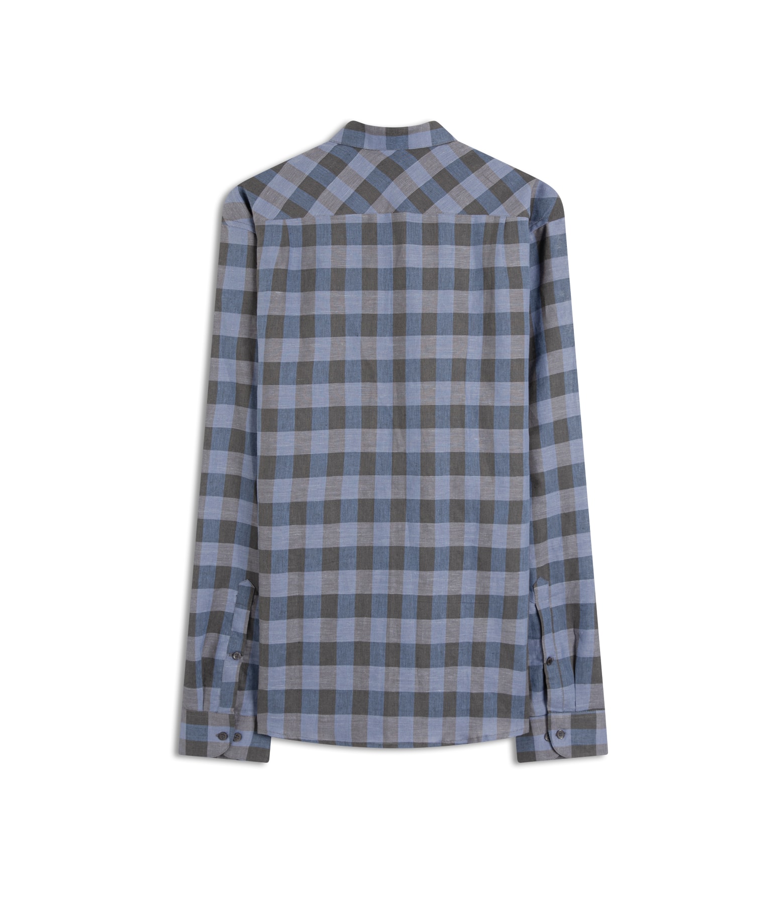 Camisa Linho Ston Plaid Clsc Nw Ita Azul Bic