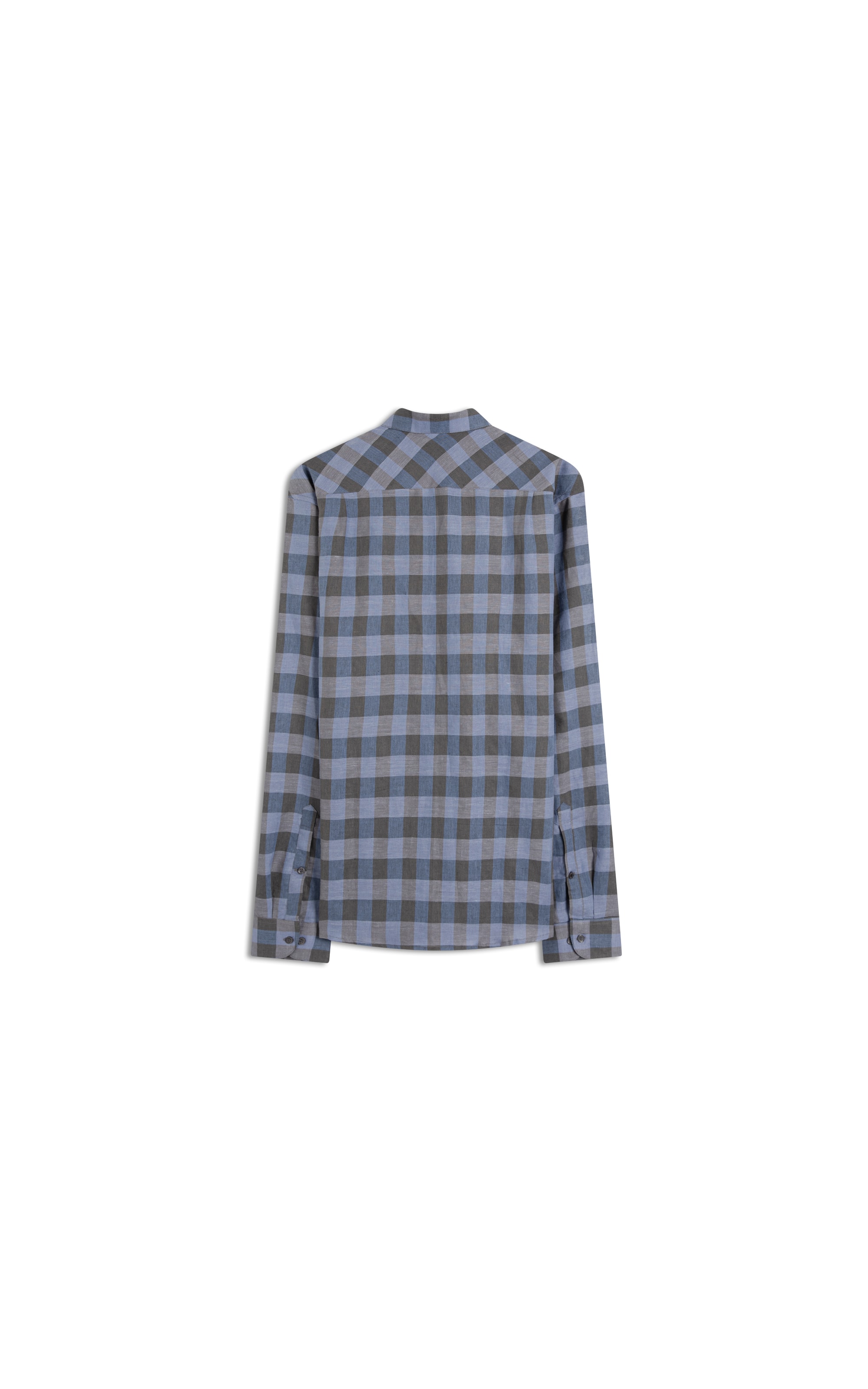 Camisa Linho Ston Plaid Clsc Nw Ita Azul Bic