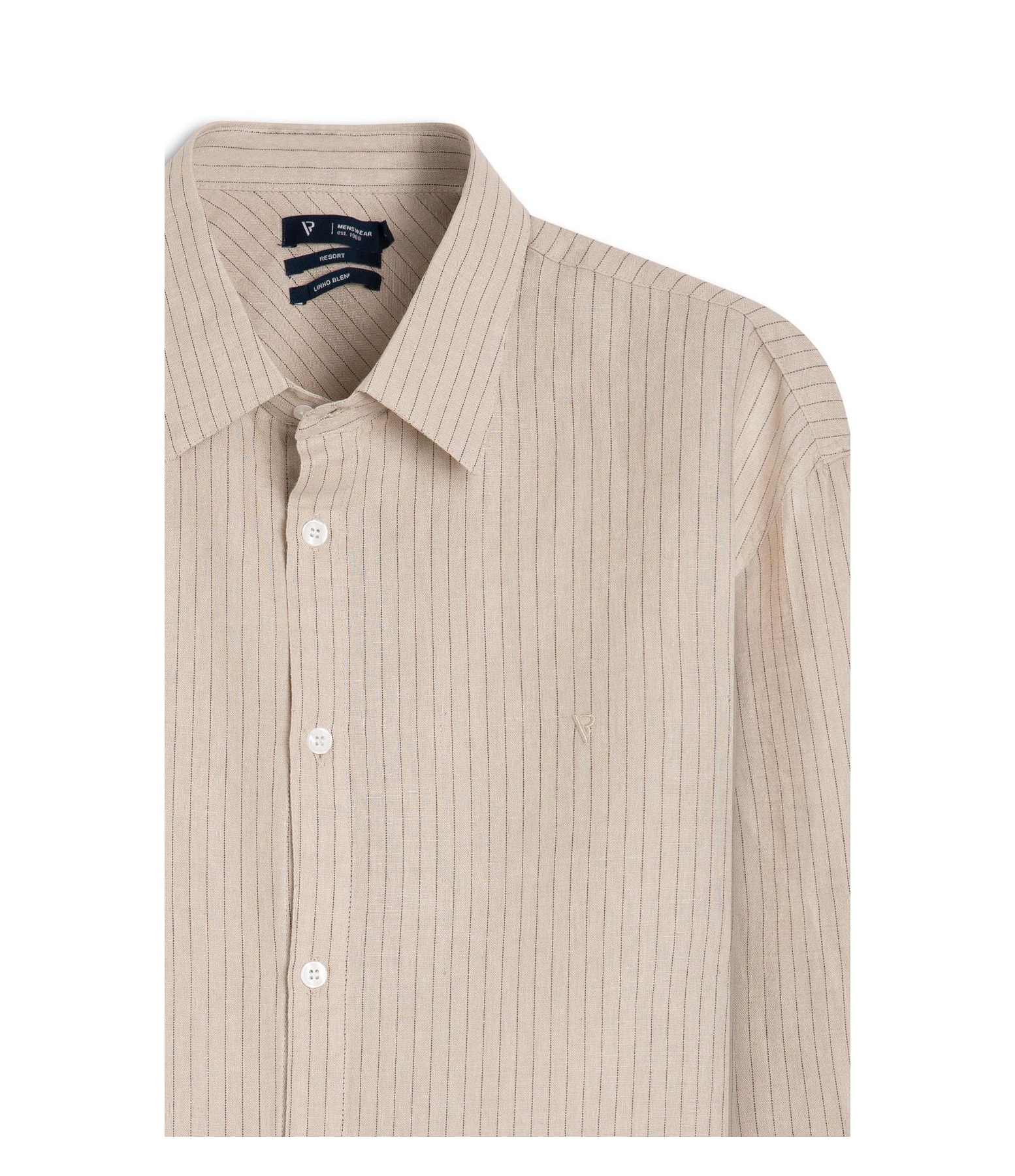 Camisa Linho Stripes Classic New Italian Areia