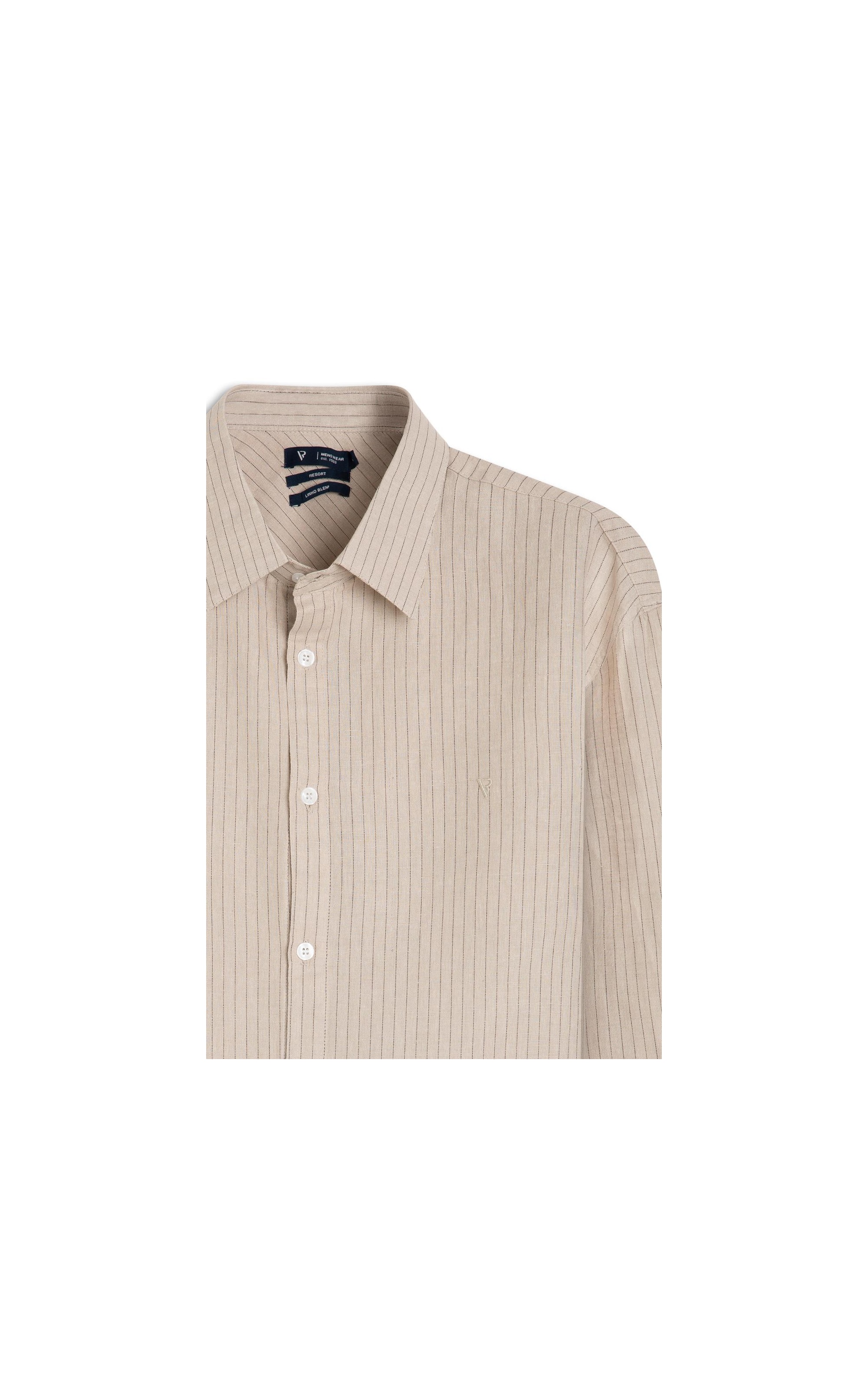 Camisa Linho Stripes Classic New Italian Areia