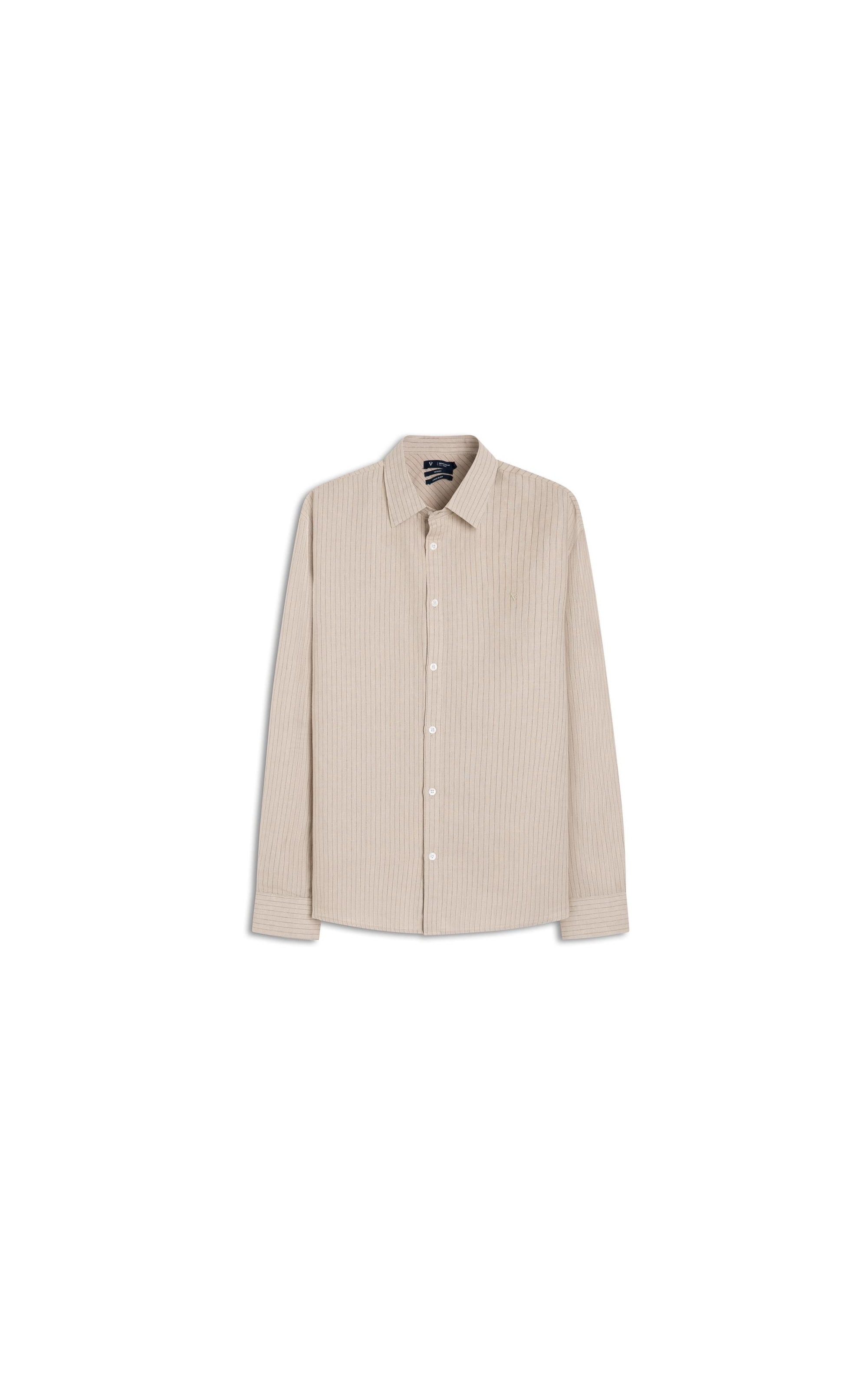 Camisa Linho Stripes Classic New Italian Areia