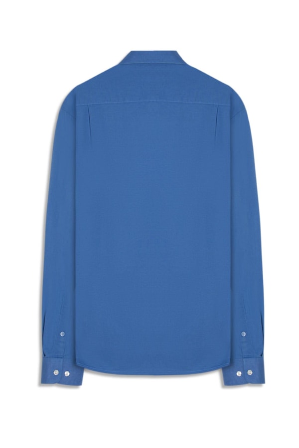 Camisa Linho Unicollor Classic Irish Azul Bic