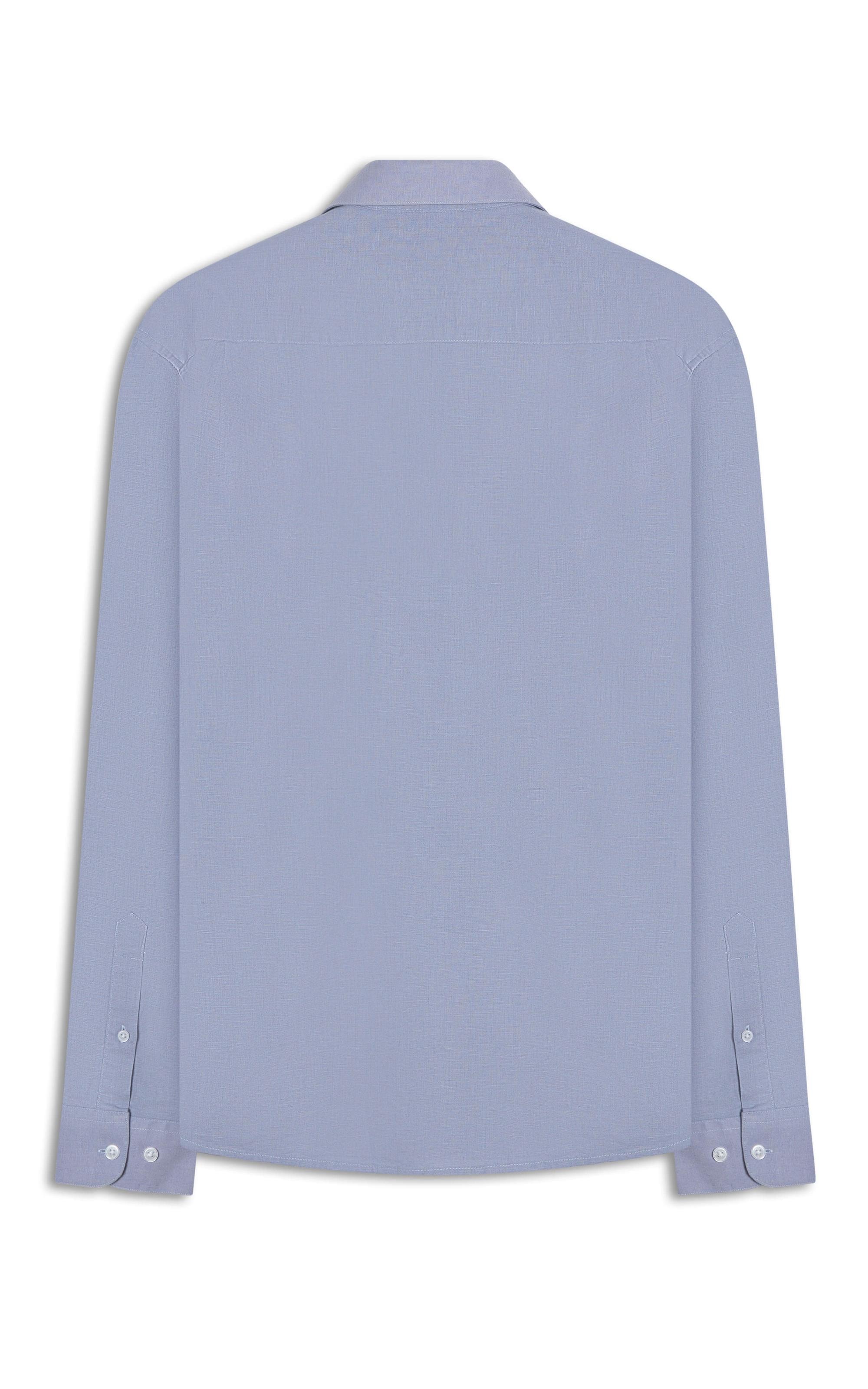 Camisa Linho Unicollor Classic Irish Azul Claro