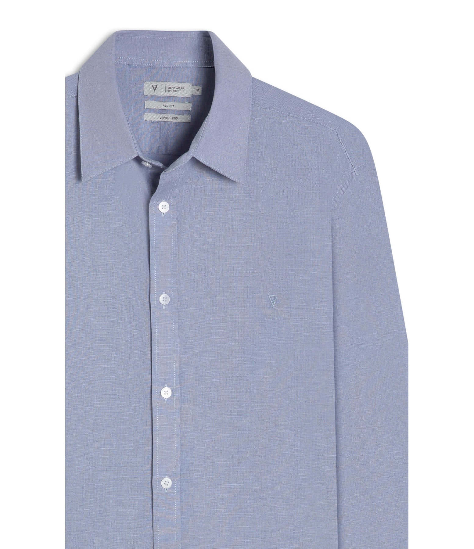 Camisa Linho Unicollor Classic Irish Azul Claro