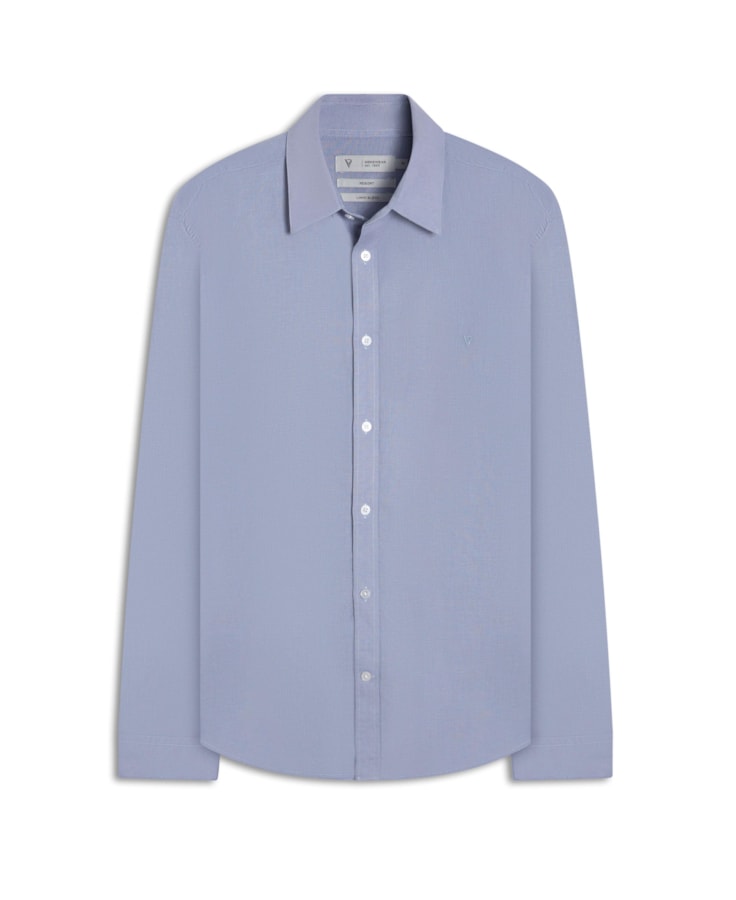 Camisa Linho Unicollor Classic Irish Azul Claro