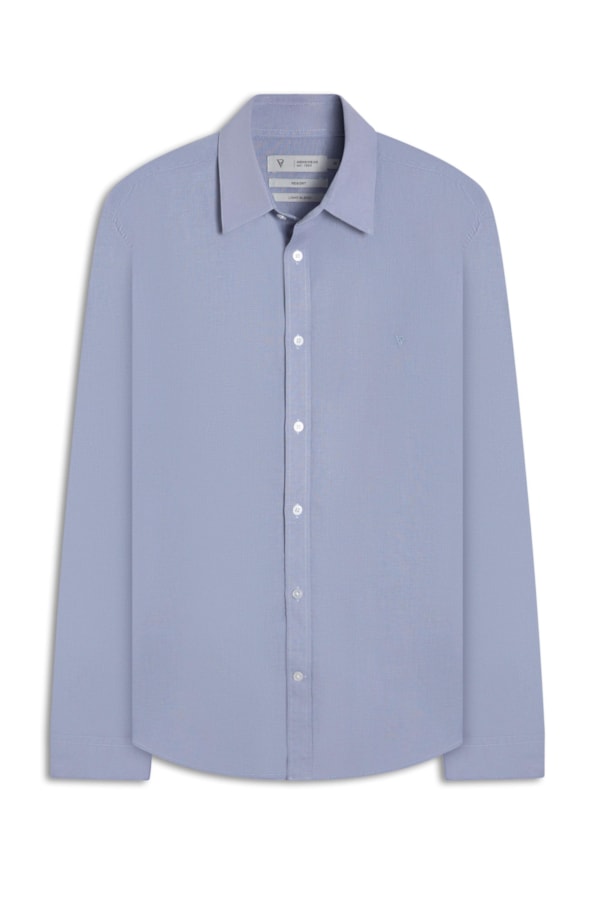Camisa Linho Unicollor Classic Irish Azul Claro