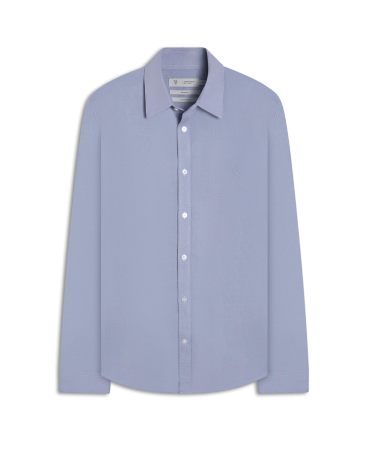 Camisa Linho Unicollor Classic Irish Azul Claro