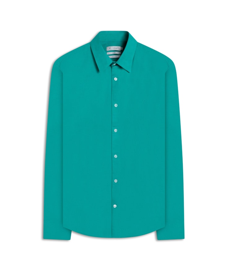 Camisa Linho Unicollor Classic Irish Esmeralda