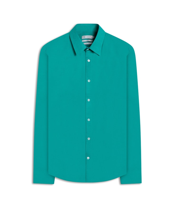 Camisa Linho Unicollor Classic Irish Esmeralda
