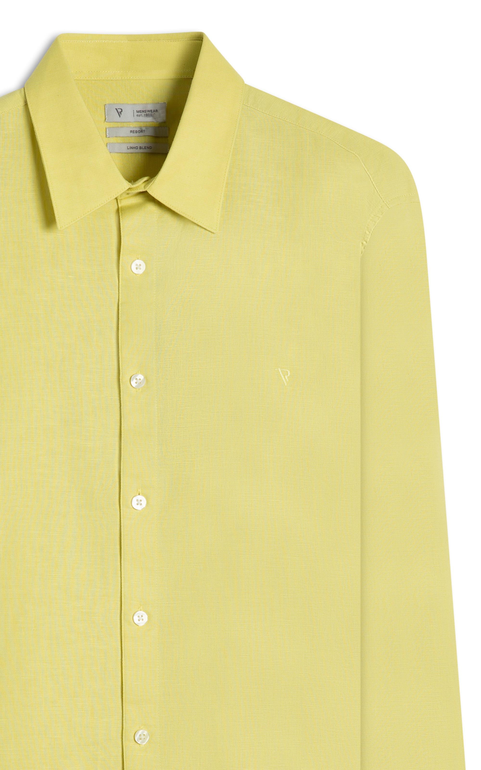 Camisa Linho Unicollor Classic Irish Lemom