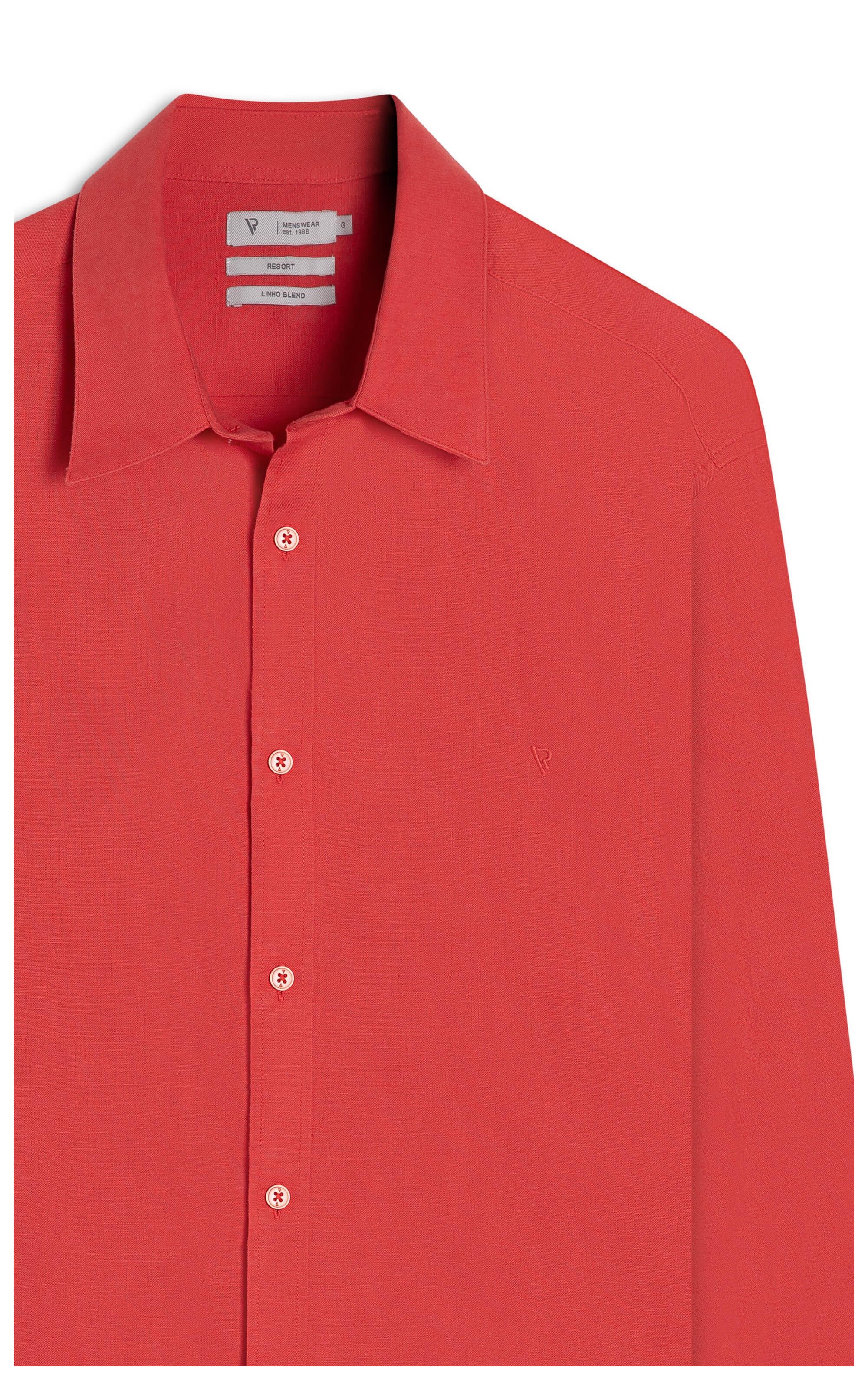 Camisa Linho Unicollor Classic Irish Rosa