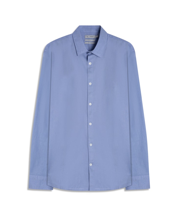 Camisa Linho  Unicollor Classic Shangai Azul Claro