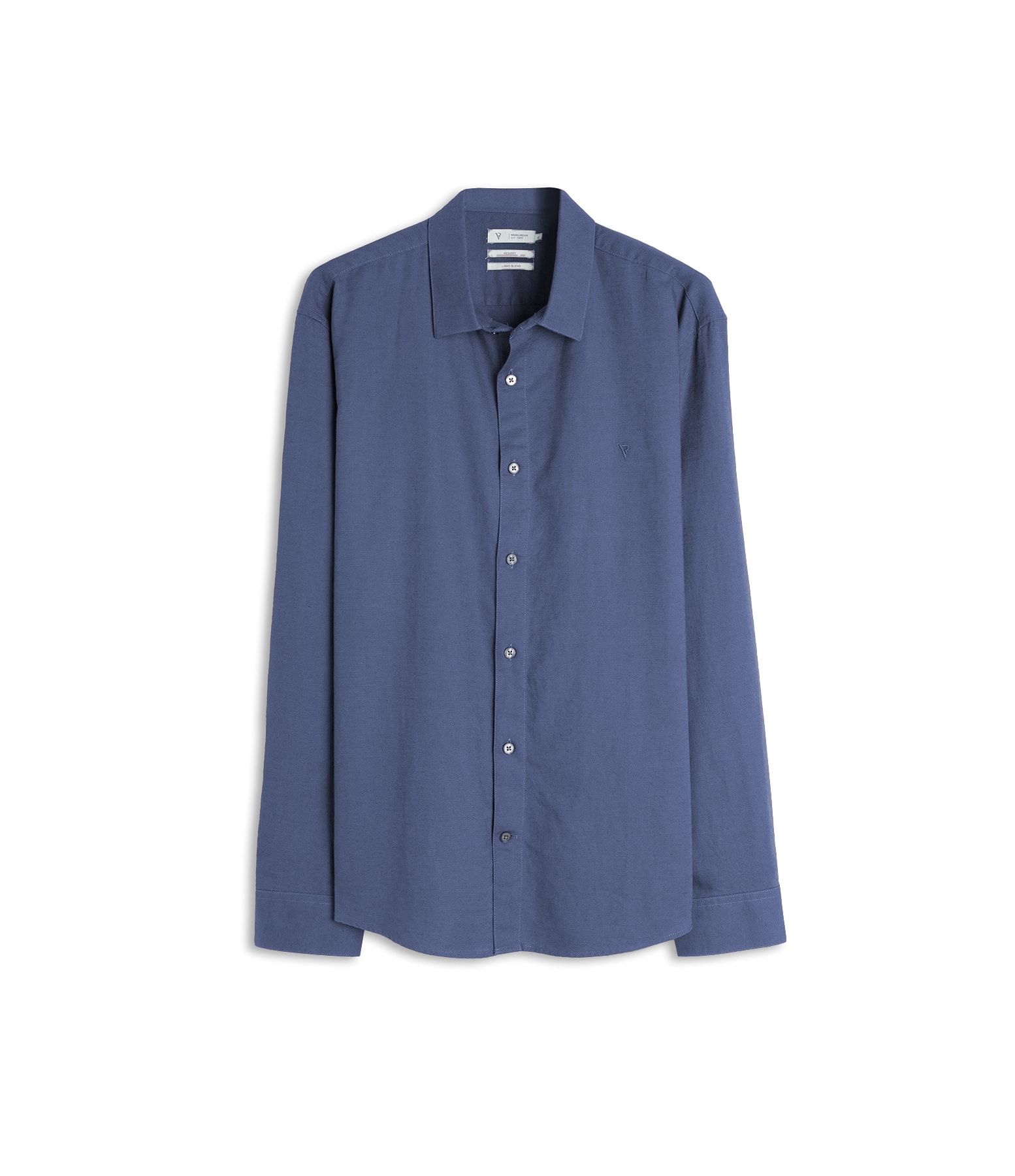 Camisa Linho  Unicollor Classic Shangai Azul Seco