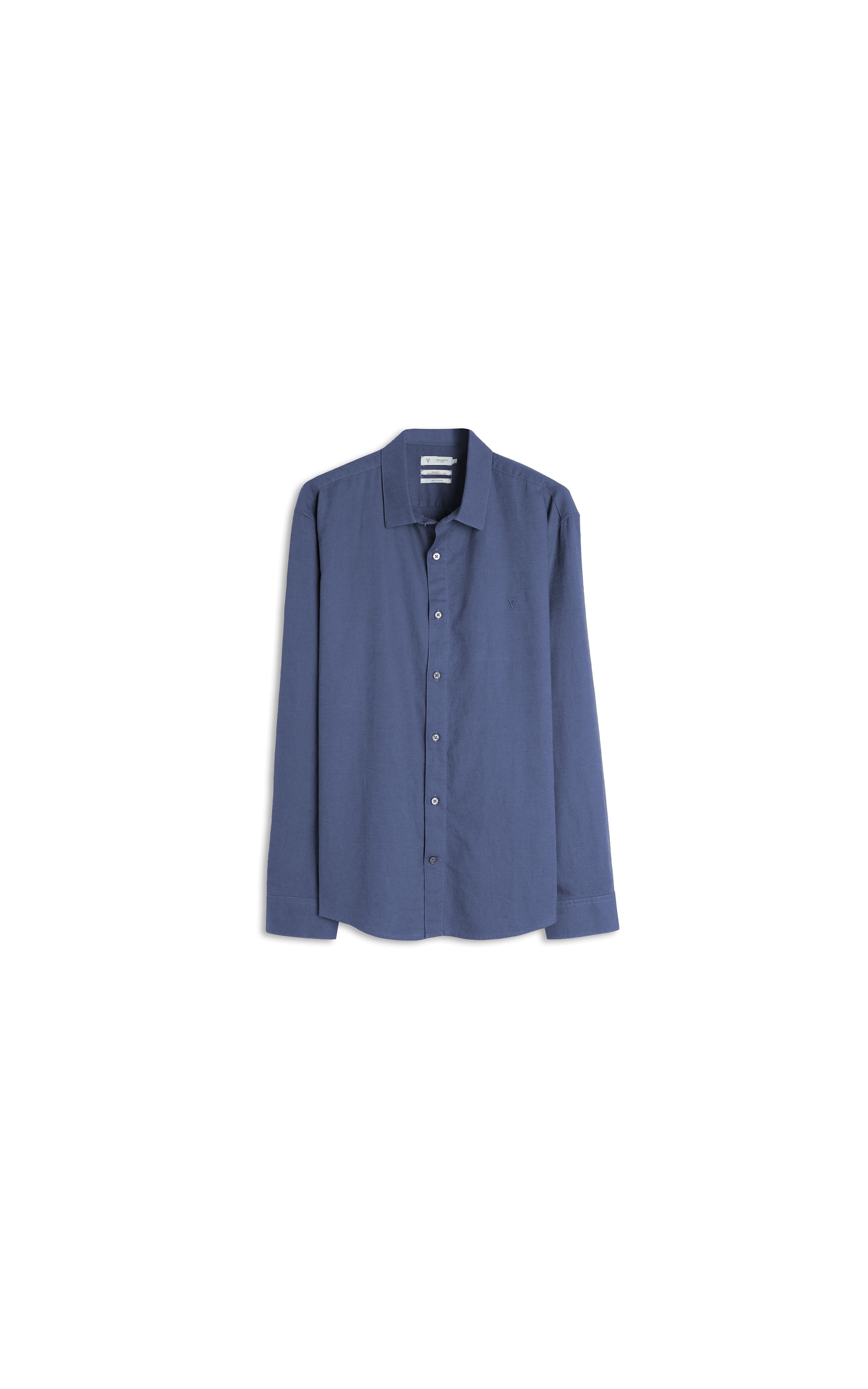 Camisa Linho  Unicollor Classic Shangai Azul Seco