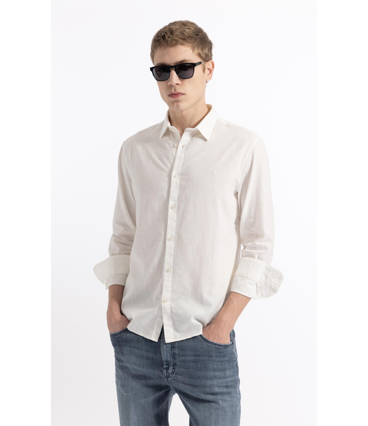 Camisa Linho  Unicollor Classic Shangai Branco