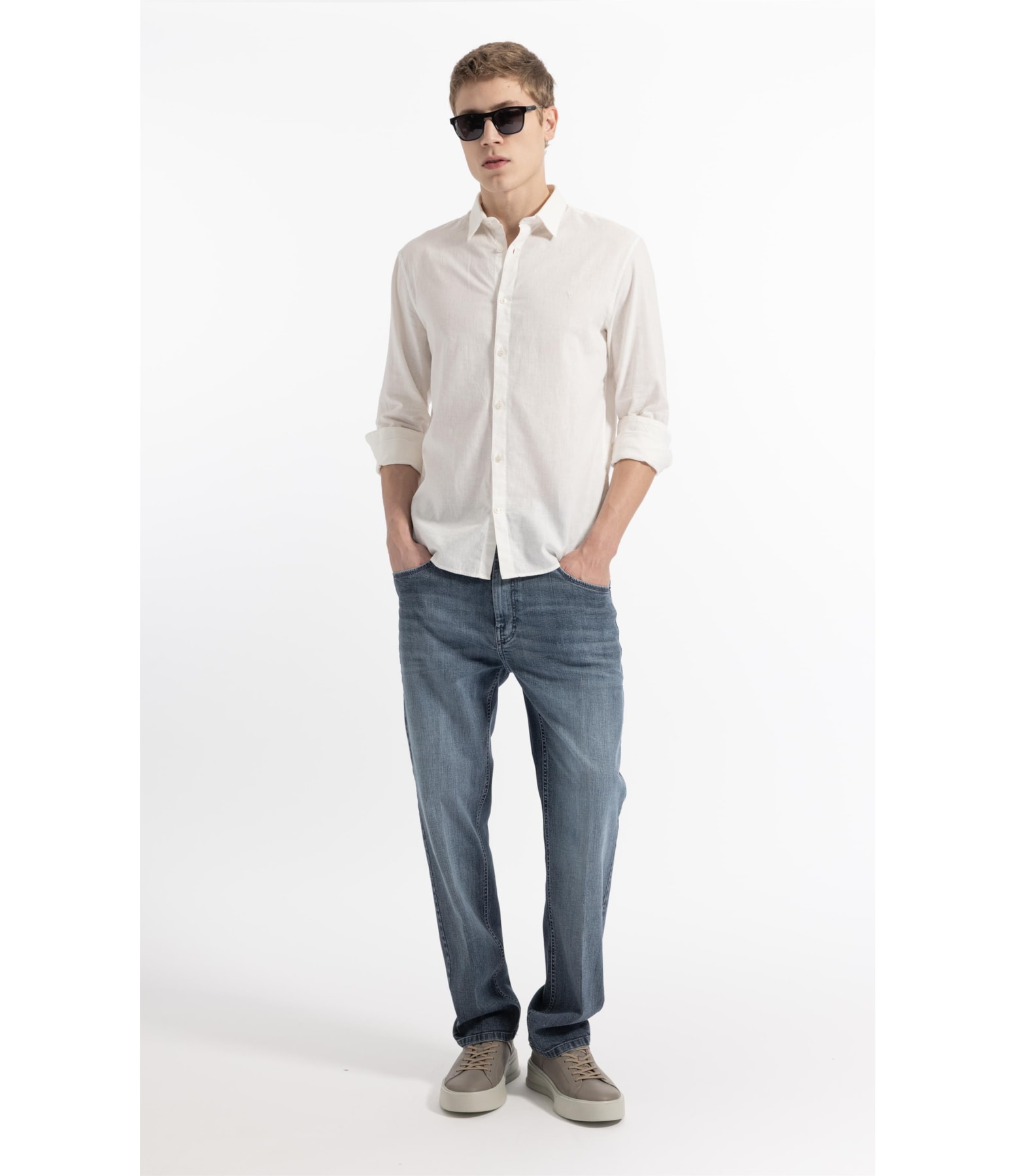 Camisa Linho  Unicollor Classic Shangai Branco