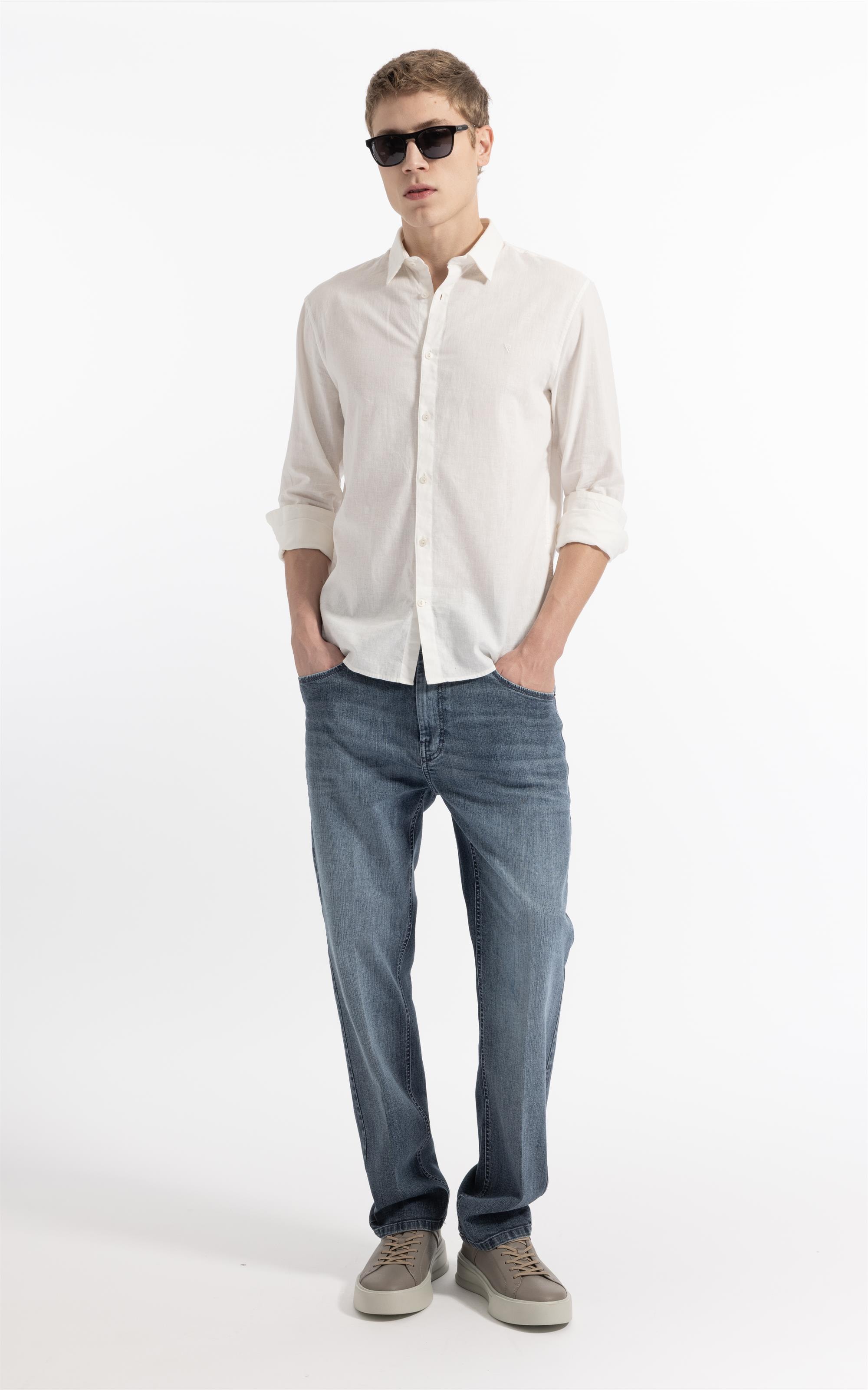 Camisa Linho  Unicollor Classic Shangai Branco