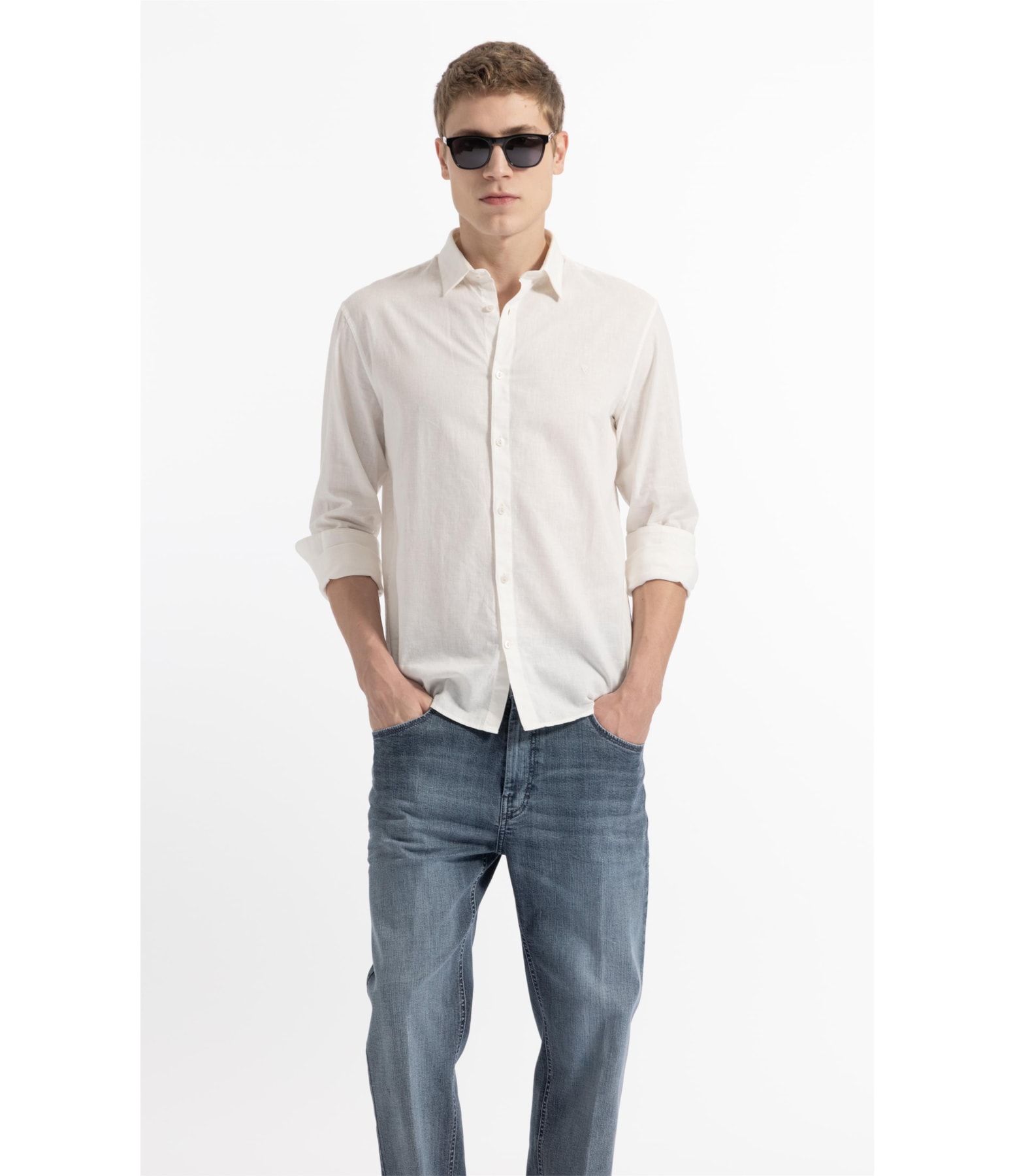 Camisa Linho  Unicollor Classic Shangai Branco