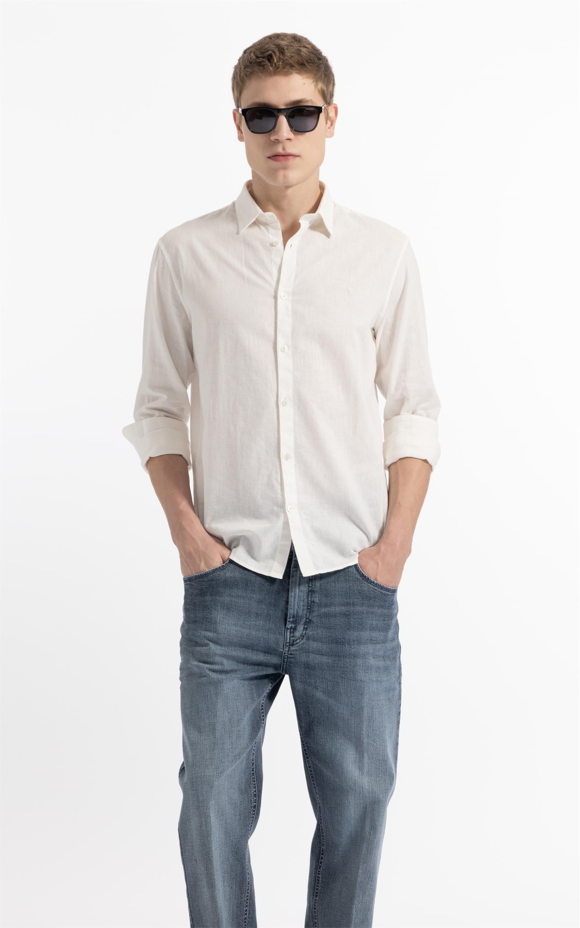 Camisa Linho  Unicollor Classic Shangai Branco