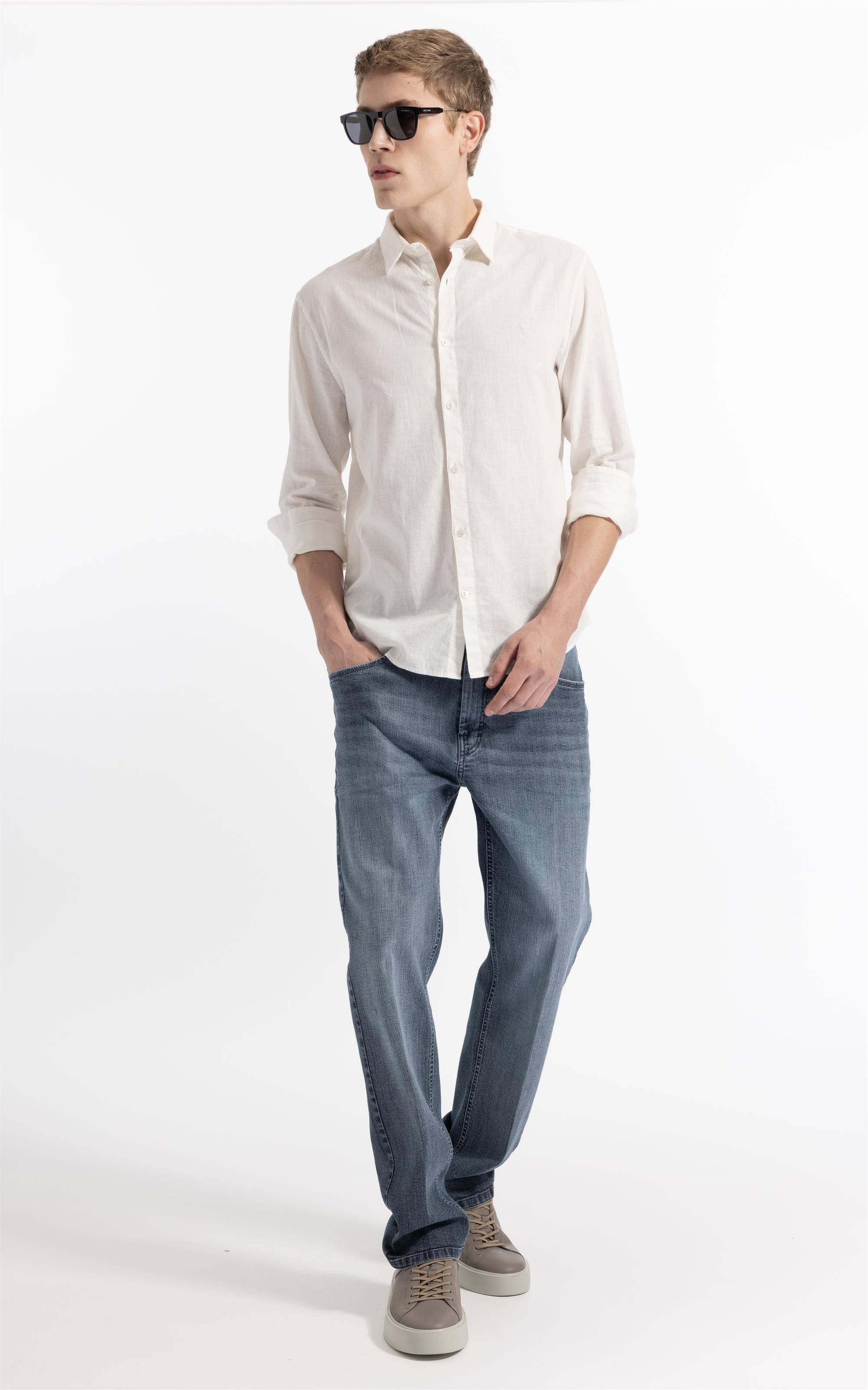 Camisa Linho  Unicollor Classic Shangai Branco