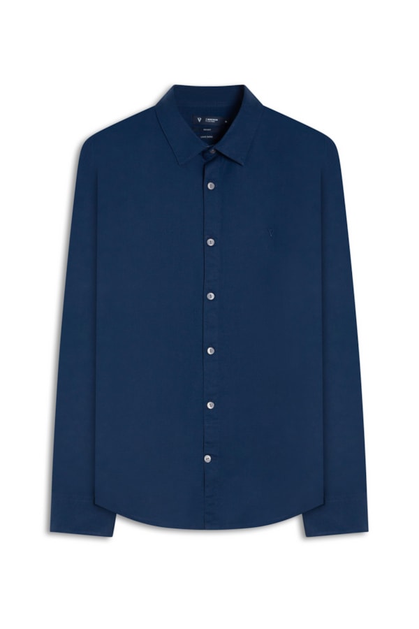 Camisa Linho  Unicollor Classic Shangai Purple Blue