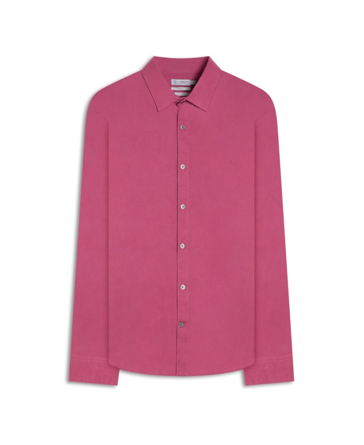 Camisa Linho  Unicollor Classic Shangai Rosa Velho