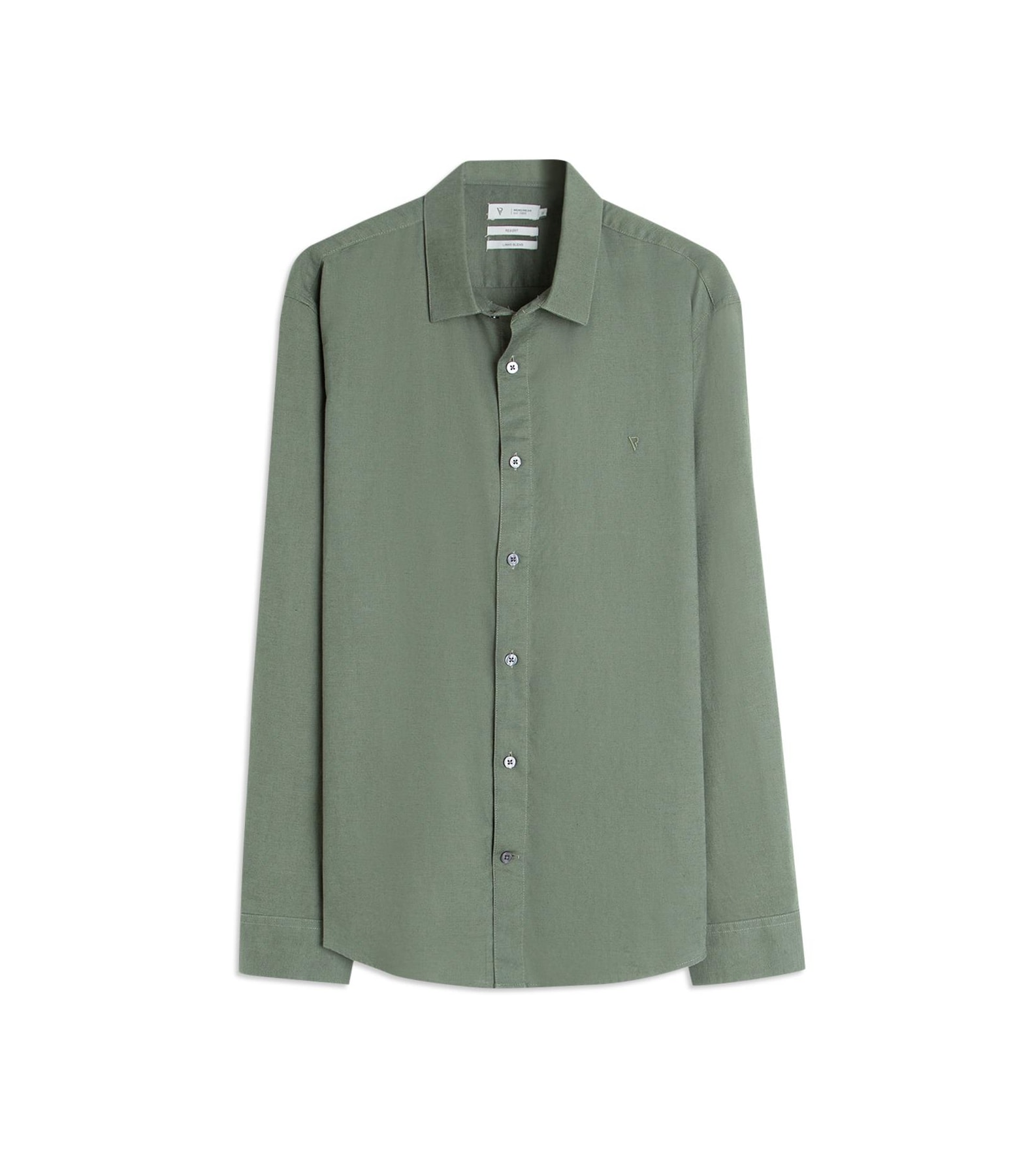 Camisa Linho  Unicollor Classic Shangai Verde Army