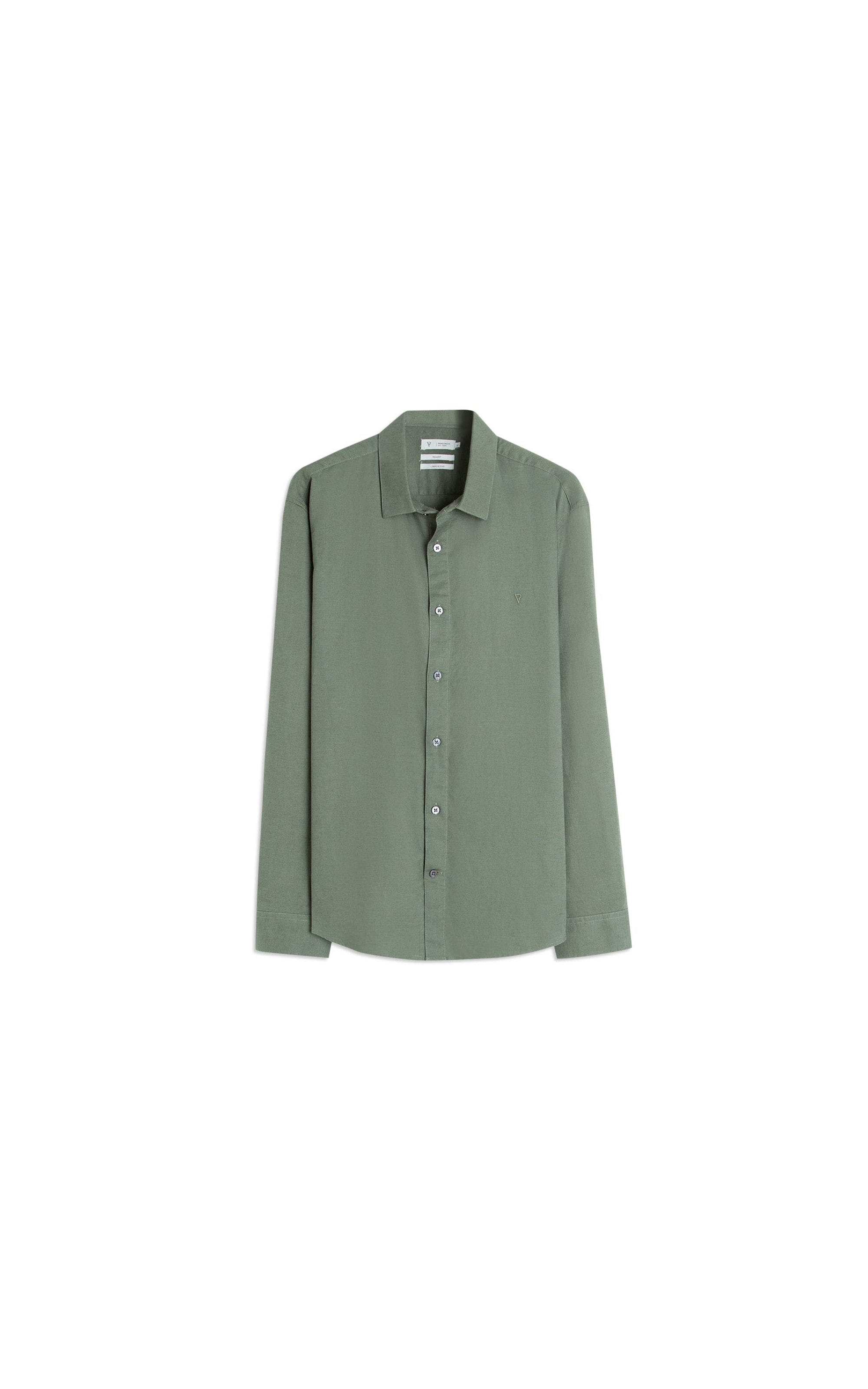 Camisa Linho  Unicollor Classic Shangai Verde Army