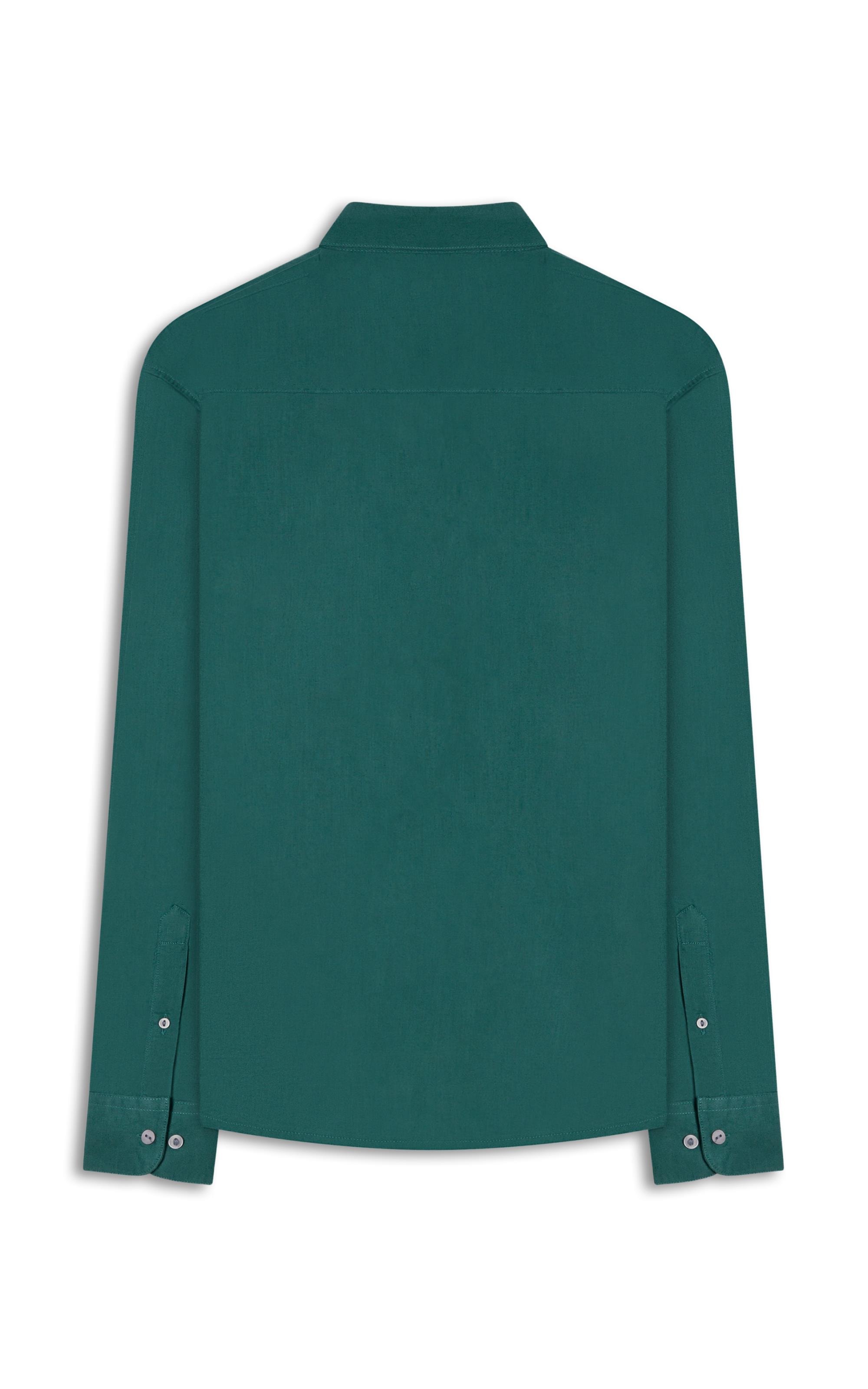 Camisa Linho  Unicollor Classic Shangai Verde Escuro