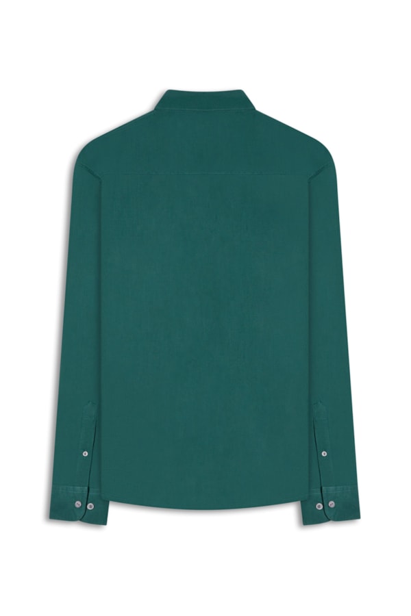 Camisa Linho  Unicollor Classic Shangai Verde Escuro