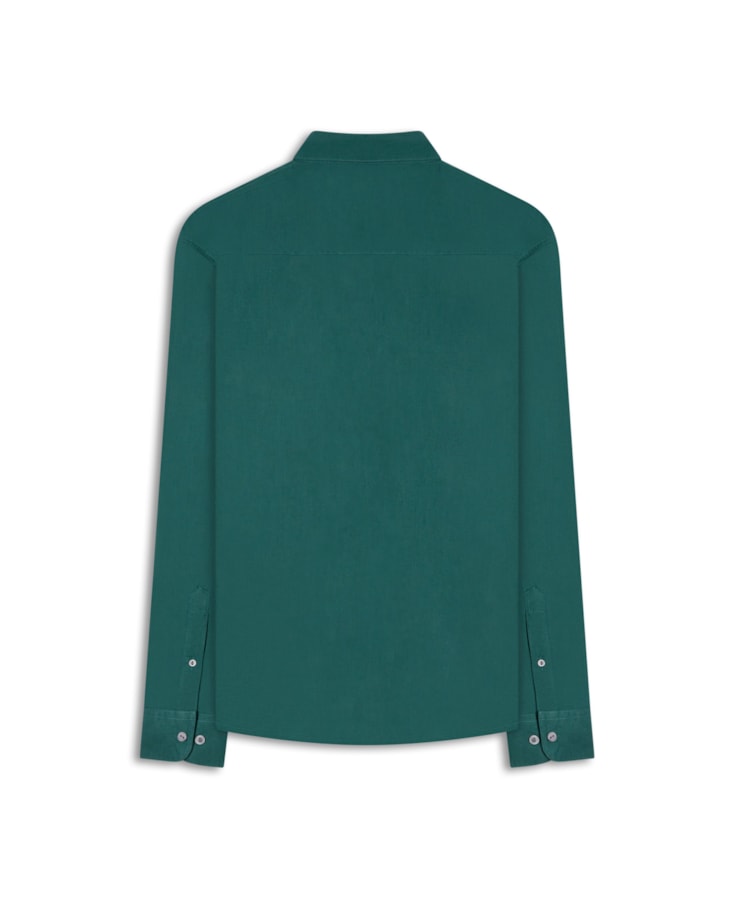 Camisa Linho  Unicollor Classic Shangai Verde Escuro