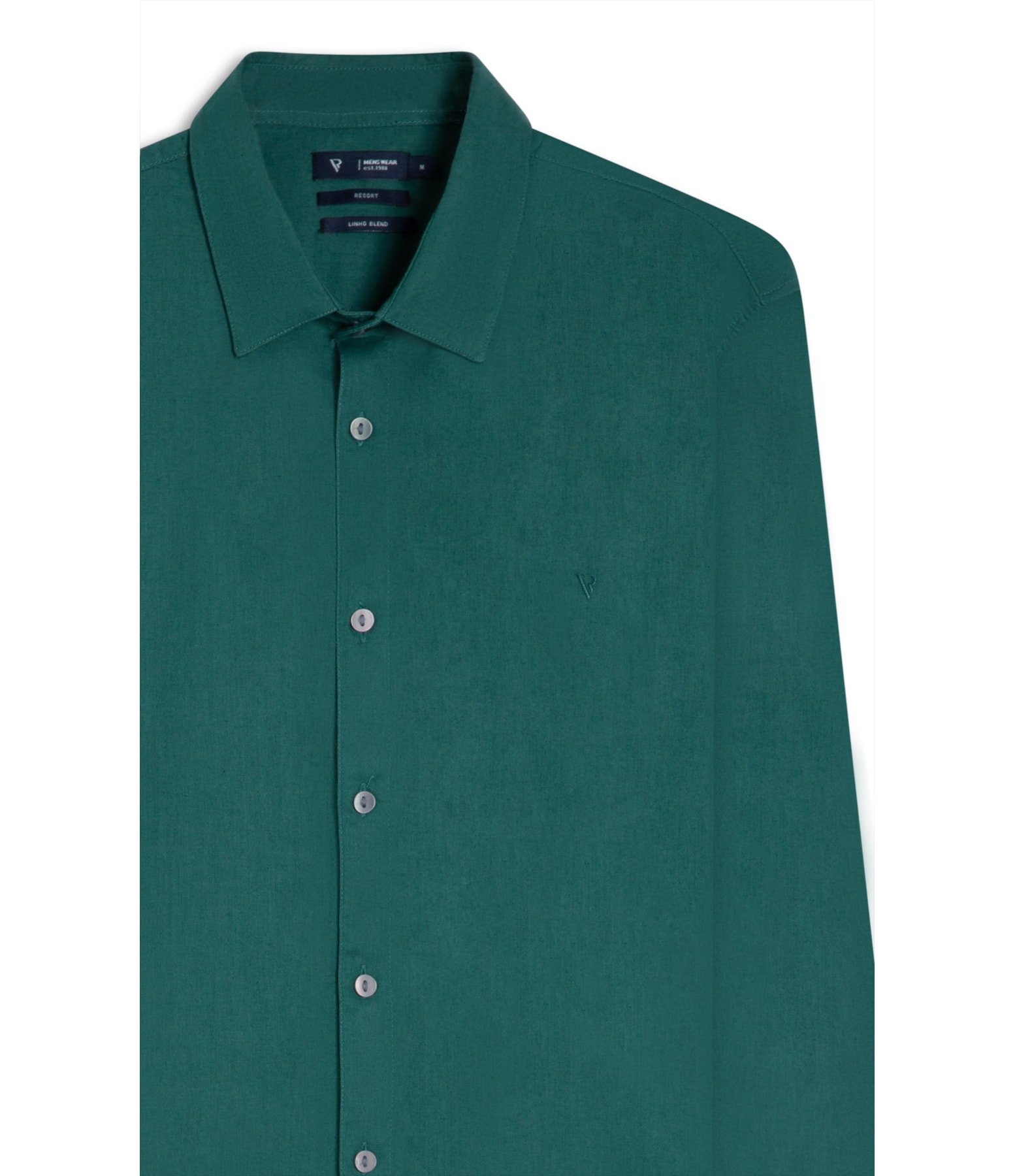 Camisa Linho  Unicollor Classic Shangai Verde Escuro