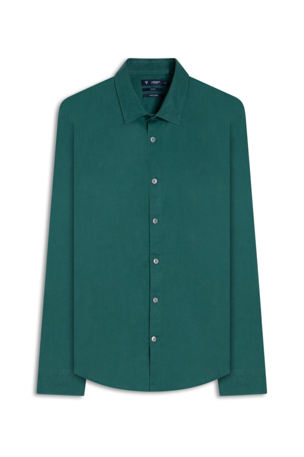 Camisa Linho  Unicollor Classic Shangai Verde Escuro