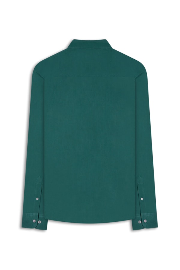 Camisa Linho  Unicollor Classic Shangai Verde Escuro