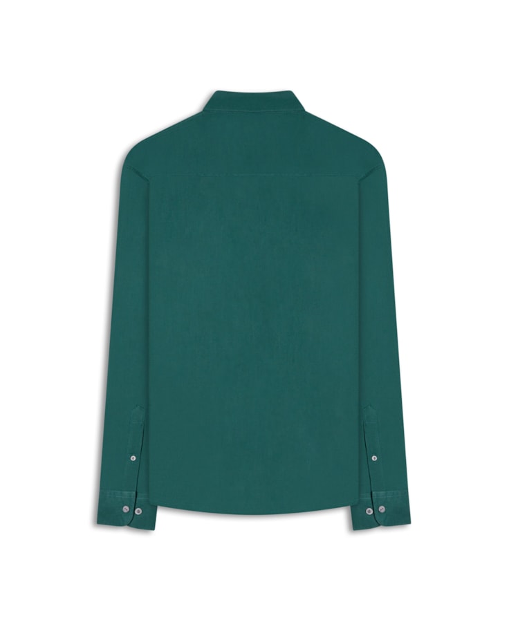 Camisa Linho  Unicollor Classic Shangai Verde Escuro