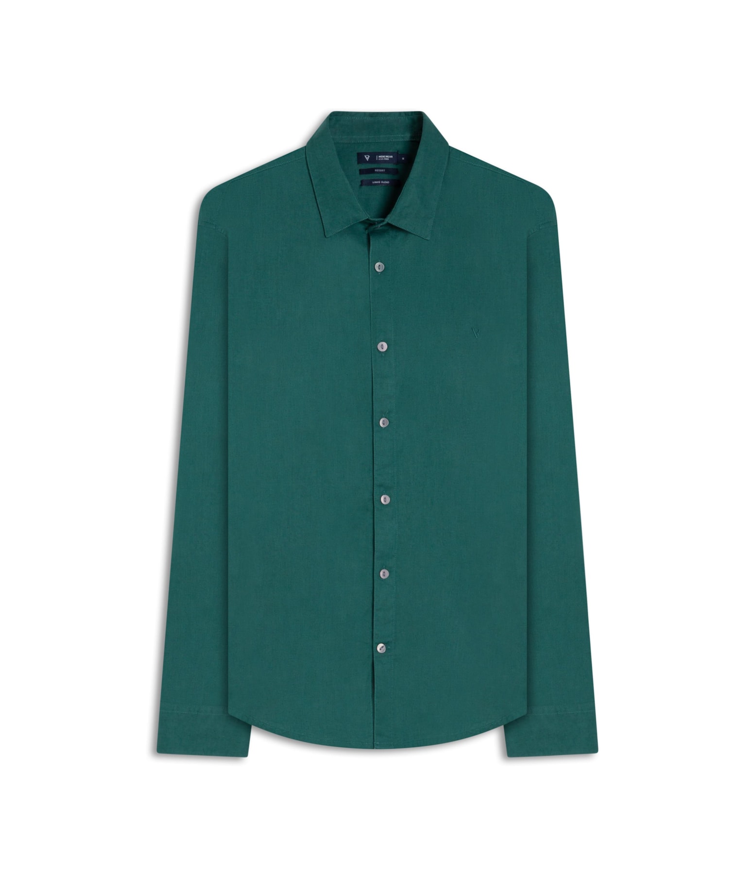 Camisa Linho  Unicollor Classic Shangai Verde Escuro
